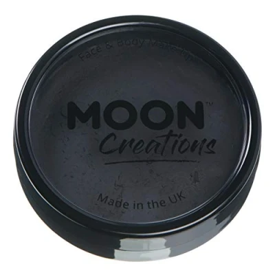 Abbildung von Moon Creations Pro Gesichts und Körper Make up, professionelle Farbfarben Kuchentöpfe für Gesichtsfarbe, Kostüme, Feste, Halloween Kinder, Erwachsene (Schwarz, 36 g)