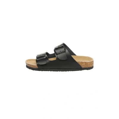 Abbildung von Everau TWIN Buckle Pantolette flach, Herren, Größe: 44, Black leather Schuhe
