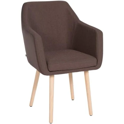 Abbildung von CLP Esszimmerstuhl Utrecht Mit Stoffbezug I Polsterstuhl Robustem Holzgestell Retrostuhl Bodenschonern I, Farbe:braun, Gestell Farbe:Natur
