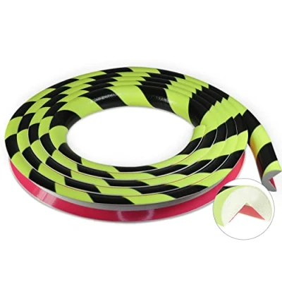 Abbildung von Betriebsausstattung24 Eckschutzprofil Typ A Länge: 5,0 m Material: hochflexiblem Polyurethan Schaum Selbstklebend Farbe: neon/schwarz Kantenschutz