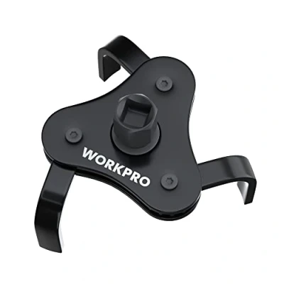 Abbildung von WORKPRO Ölfilterschlüssel 3 Armig, Universal Ölfilterspinne Ölfilterkralle Ölfilter Entfernungswerkzeug mit Antriebsadapter für Autos, Motorräder, LKWs, Durchmesser 70mm 110mm