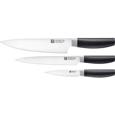 Abbildung von Zwilling Messer Set &quot;Nowo S&quot;, (Set, 3 tlg., Spick und Garniermesser 10 cm, Fleischmesser 18 Kochmesser 20 cm), Edelstahl 18/10, farblichen Griffe, Eisgehärtete FRIODUR Klinge