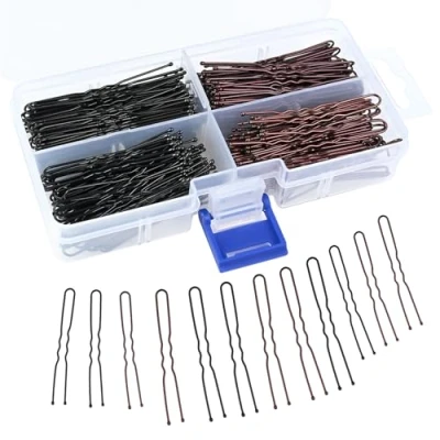 Abbildung von TOKERD 300 Stück Bobby Pins und U Haarnadeln mit Aufbewahrungsbox, Braun Schwarz Haarnadel für Mädchen Frauen