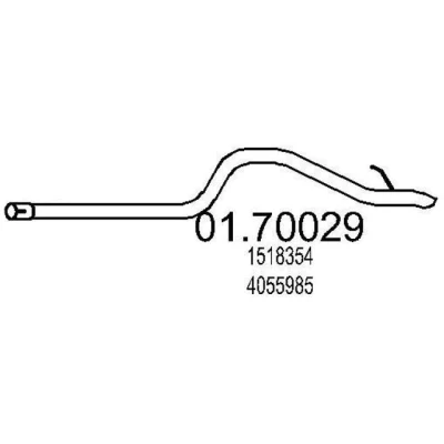 Abbildung von MTS 01.70029 Abgasrohr 1940 hinten für Endschalldämpfer FORD: Transit Mk5 Bus, Kastenwagen