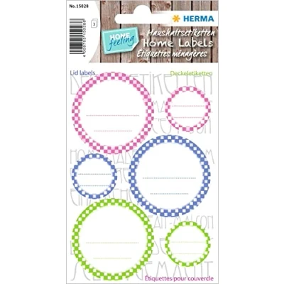 Abbildung von HERMA 15028 Marmeladen Etiketten selbstklebend, 18 Stück, Ø 24 / 43 mm, Homemade Küchen Aufkleber zum Beschriften, Haushalt Sticker für Weihnachten Einmachgläser Gewürzgläser Marmeladengläser Flaschen