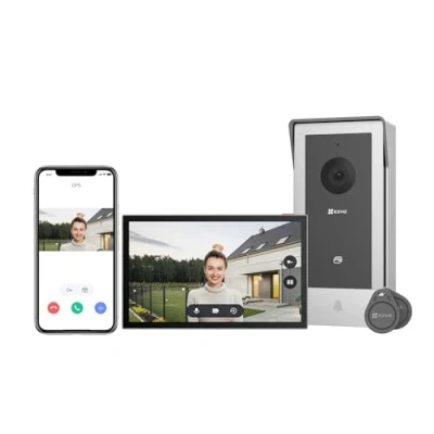 Abbildung von EZVIZ Video Türsprechanlage, WiFi Türklingel mit 7&quot; Farb Touchscreen, 1080p Nachtsicht und Zwei Wege Audio, Gegensprechanlage Fernentriegelung, Dualband WLAN, schlankes Design, CP5