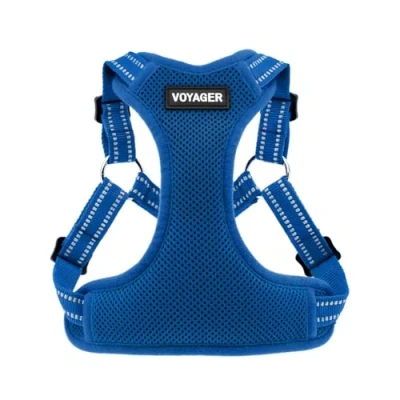Abbildung von Voyager Verstellbares Hundegeschirr mit Reflektorstreifen by Best Pet Supplies Strapazierfähige Ganzkörperweste ohne Zugkraft Leinen D Ring, atmungsaktiv, Königsblau, size S