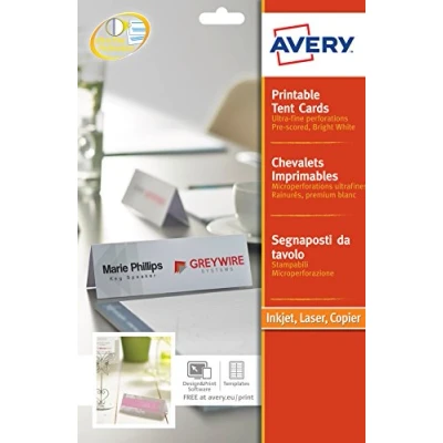 Abbildung von Avery L4796 20 bedruckbare Visitenkarte, 210 x 60 mm, Weiß, 190 g/m², Etiketten