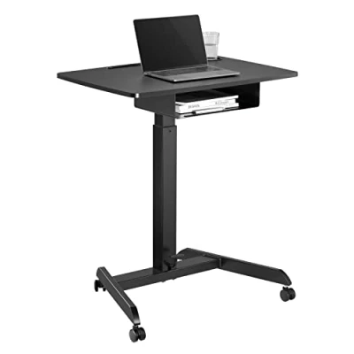 Abbildung von Maclean MC 903 Höhenverstellbarer Laptoptisch mit Rollen und Einer Schublade Sitz steh Schreibtisch Höhenverstellbar bis max. 113cm 8kg (Schwarz)