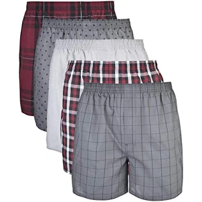 Abbildung von Gildan Herren Gewebte Boxershorts, Multipack Unterw sche, Rot Grau (5er pack), L EU