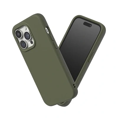 Abbildung von RhinoShield Case kompatibel mit [iPhone 14 Pro] SolidSuit Stoßdämpfende &amp; schlanke Schutzhülle Premium Finish 3.5 Meter Fallschutz Algengrün