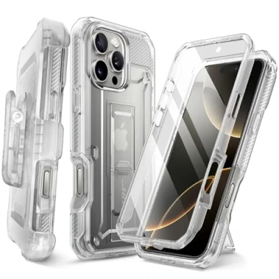 Abbildung von SupCase für iPhone 16 Pro Hülle 6.3 Outdoor Handyhülle 360 Grad Case Bumper Schutzhülle Cover [Unicorn Beetle Pro] mit Displayschutz, Ständer und Gürtelclip 2024 (Durchsichtig)