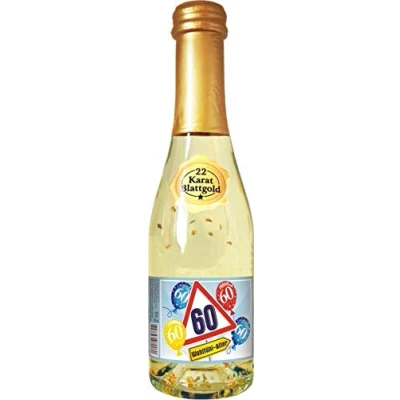 Abbildung von AV Andrea Verlag Piccolo mit Blattgold Alles Gute zum 60 Geburtstag für Frauen als Geburtstagsgeschenk Sekt 22 Karat Goldflocken Gold 0,2 l, 10% vol. alk.
