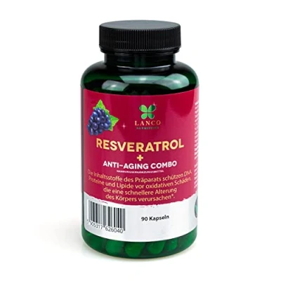 Abbildung von Lanco Resveratrol Anti Aging Combo mit Quercetin EGCG Kurkumin Berberin Apigenin Piperin Beauty Kapseln Tabletten Hochdosiert, Nahrungsergänzungsmittel, Vitamine&amp;Supplements für Erwachsene 90