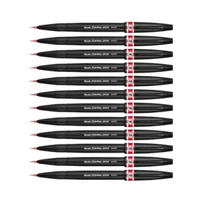 Abbildung von Pentel SESF30C BX Extra feine Pinsel Spitze, 12 Stück rot
