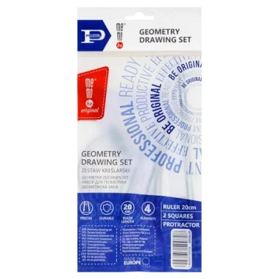 Abbildung von Memobe Geometrie Set 4 teilig für Schüler Transparenter/Durchsichtiger Kunststoff Grundschule, Mathematik 2 x Zeichendreieck, 1x Winkelmesser, 1 Lineal 20 cm