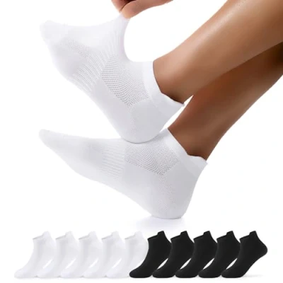 Abbildung von FALARY 10 Paar Sneaker Socken Herren 39 42 Baumwolle Wandersocken Damen Kurz Kurzsocken Sportsocken Laufsocken Funktionssocken Atmungsaktiv Schwarz Weiß