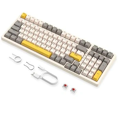 Abbildung von MAGIC REFINER K3MAX Gaming Tastatur, Mechanisch Tastatur 18 RGB Hinterleuchtet Kabelgebunden, Apex Pro TKL Hot Swap 100 Tasten mit Numpad, Anti Ghosting, Eva Schaum, Rote Schalter, Win/Mac