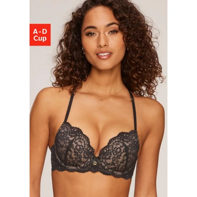 Abbildung von Lascana Jette BY Criss BRA Pushup BH, Damen, Größe: 70A, Black/nude
