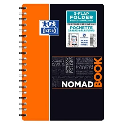 Abbildung von Oxford NomadBook Spiralbuch B5 (17 x 25 cm), 160 Seiten, kariert, 5 mm, Einband aus Polypropylen, zufällige Farbauswahl