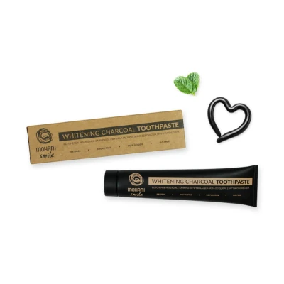 Abbildung von Zahnpaste Mohani Aktivkohle Zahnpasta ohne Fluorid für Weiße Zähne Schwarze Hochwirksamen Kariesschutz Kohle Whitening Langanhaltende Frische (75ml)