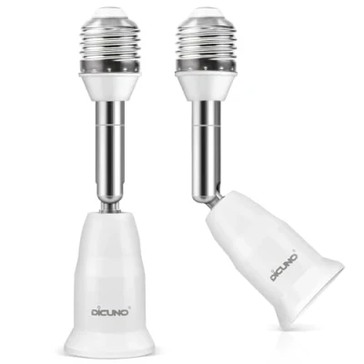 Abbildung von DiCUNO E27 10CM Einstellbarer Lampenhalter, Verlängerung Sockeladapter, Flexibler Konverter, Schwanenhals auf Extender,360 Grad biegsam (2er Pack)
