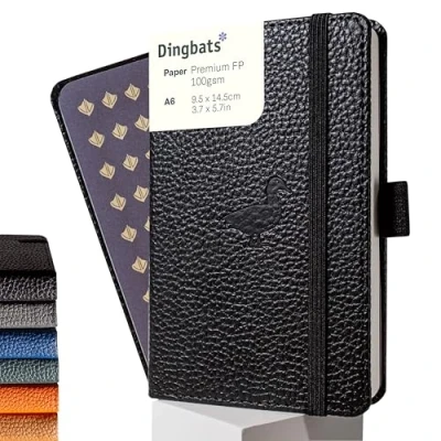 Abbildung von Dingbats* Tierwelt Kleines Notizbuch A6 Blanko Hardcover PU Leder Journal für Arbeit, Reisen Elastischer Verschluss, Stifthalter, Lesezeichen