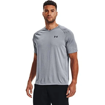 Abbildung von Under Armour Herren Tech 2.0 V Neck Short Sleeve T Shirt, Stahl (035)/Schwarz, XX Large