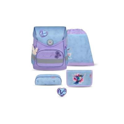 Abbildung von Belmil Compact mit Patches Schulranzen Set 5 teilig Tropical Hummingbird Brustgurt, Magnetverschluss, Patch 1 Stück Schulruc