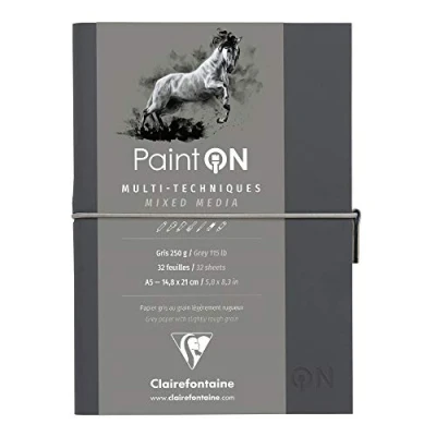 Abbildung von Clairefontaine 975184C Skizzenheft mit Fadenbindung Paint&#039;On (32 Blatt, 250g) 1 Stück grau