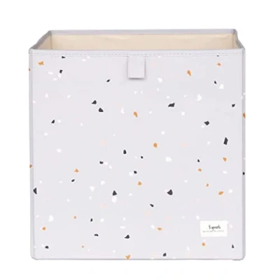 Abbildung von 3 Sprouts Faltbox Stoffbox für Kallax Regal, Aufbewahrungsbox Kinderzimmer, 33x33x33 cm Terrazzo Grau