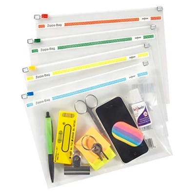 Abbildung von Snopake Zippa Bag Zipperbeutel A5 250 x 180 mm 25 Stück transparent/farblich sortiert