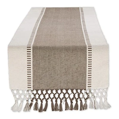 Abbildung von DII Dobby Stripe gewebter Tischläufer, 33 x 183 cm, Braun