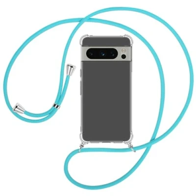 Abbildung von mtb more energy® Handykette kompatibel mit Google Pixel 8 Pro türkis Smartphone Hülle zum Umhängen Anti Shock Full TPU Case