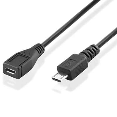 Abbildung von BestPlug 1 Meter 2.0 USB Kabel Verlängerung, Micro B Stecker männlich auf Buchse Kupplung weiblich, High Speed, Schwarz
