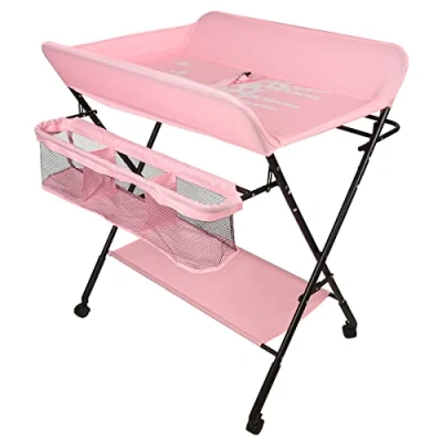 Abbildung von Wickeltisch, faltbar und tragbar, klappbar, Babyzimmer, höhenverstellbar, Wickeltisch Badewanne, 2 in 1, für Babys ab der Geburt bis 12 Monate
