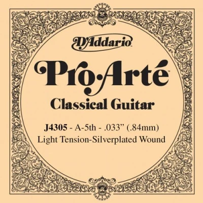 Abbildung von D&#039;Addario J4305 Einzelsaite A Wound 033/J43 Light Tension silber