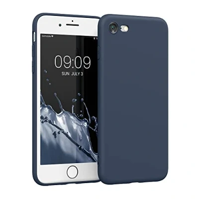 Abbildung von kwmobile Handyhülle kompatibel mit Apple iPhone SE (2022) / (2020) 8 7 Hülle Handy Case aus weichem Silikon in Dunkelblau matt