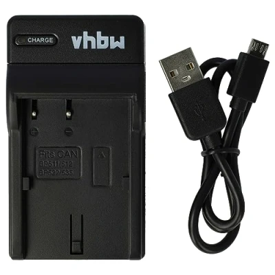 Abbildung von vhbw USB Akkuladegerät kompatibel mit Canon MV Serie MV400, MV400i, MV410, MV430i, MV450i Digitalkamera, Camcorder, Action Cam Akku Ladeschale