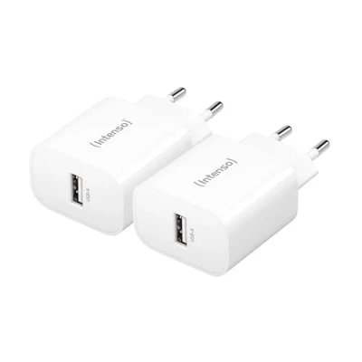 Abbildung von Intenso Power Adapter W5A Doppelpack, 5W, für iPhone, Samsung Galaxy, Tablet, Kopfhörer, Kindle, e Book Reader, Tolino, weiß