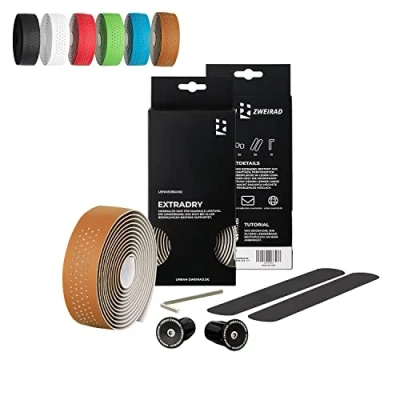 Abbildung von URBAN ZWEIRAD Fahrradlenker Premium Extra Dry Fahrrad Lenkerband Rennrad Griffband selbstklebend inkl. Alu Lenkerstopfen Gravel,