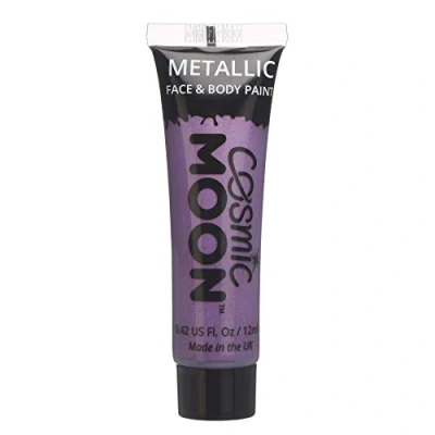 Abbildung von Cosmic Moon Metallic Gesichtsfarbe/Make Up für Gesicht &amp; Körper 12ml Erstellen Sie faszinierende Gesichtsfarben Designs! Enthält: Violett