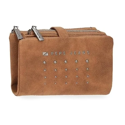 Abbildung von Pepe Jeans Holly Geldbörse mit Kartenfach, braun, 14,5 x 9 2 cm Kunstleder, Talla única, Brieftasche Kartenhalter