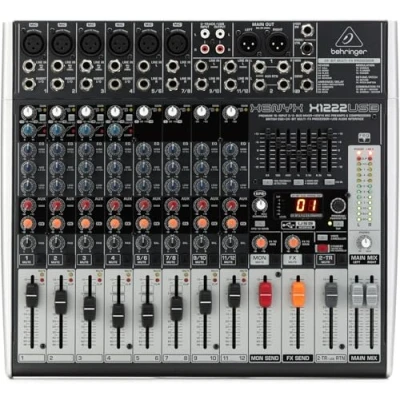 Abbildung von Behringer XENYX X1222USB Premium 16 Input 2/2 Bus Mixer mit Mic Preamps und Compressors, British EQ, 24 Bit Multi FX Processor USB/Audio Interface