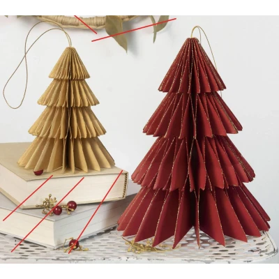 Abbildung von folia 49213 Wabendekor Berry XMAS Trees, Weihnachtsanhänger 2er Set, Höhe ca. 20 und 13 cm, faltbare Weihnachtsdeko für innen