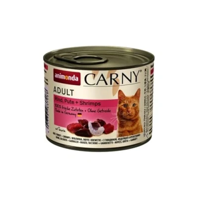 Abbildung von Carny Katzen Nassfutter Rind + Pute Shrimps (6 x 200g), von animonda ohne Getreide und Zucker, mit frischen fleischlichen Zutaten