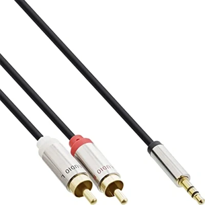 Abbildung von InLine® Slim Audio Kabel Klinke 3,5mm ST an 2X Cinch ST, 1m
