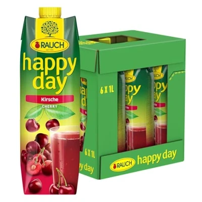 Abbildung von Rauch Happy Day Kirsche aus ausgewählten Sauerkirschen unvergleichliches Fruchtvergnügen 6x 1l Tetra Prisma