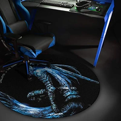 Abbildung von Woxter Stinger Floorpad Red Boden Gaming Bodenmatte, Bodenmatte Bodenbelag Wasserbeständig, Waschbar, 100% Mikrofaser, Durchmesser 120 cm, Farbe Rot