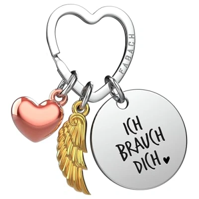 Abbildung von FABACH Liebe Schlüsselanhänger Schutzengel Glücksbringer mit Herz und Gravur Ich dich Partner Freundin Geschenk Engel Liebesgeschenke